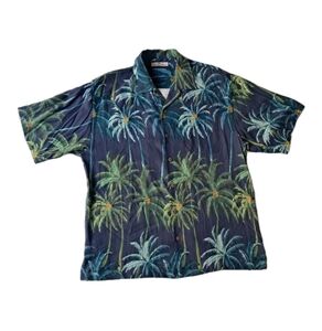 Tommy Bahama Palm Tree Hawaiian Camp Shirt Tropical Button Down Mens